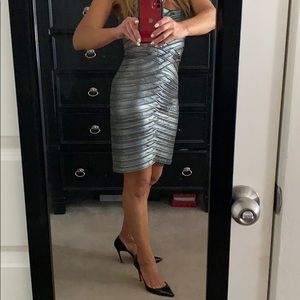 BCBG silver foil dress